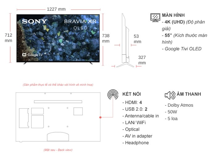 Google Tivi OLED Sony 4K 55 Inch XR-55A80L VN3