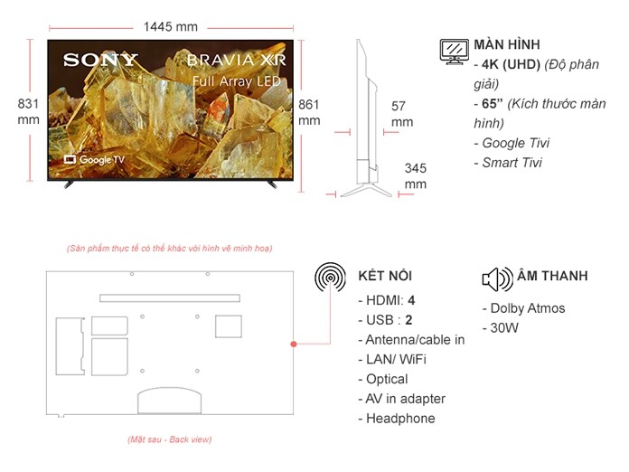 Google Tivi Sony 4K 65 inch XR-65X90L VN3 Chính Hãng, Giá Tốt | Nguyễn Kim