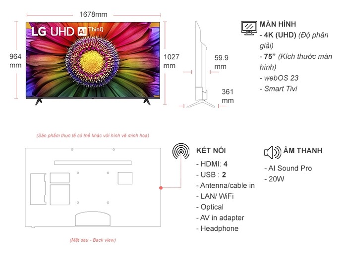 Smart Tivi LG 4K 75 inch 75UR8050PSB