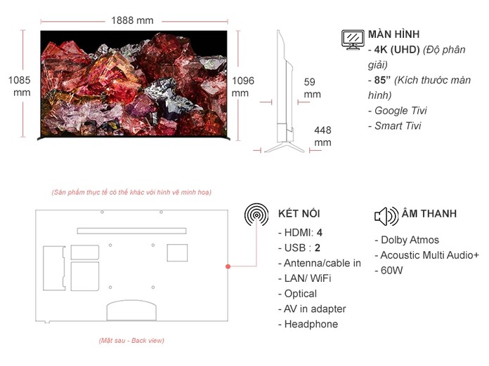 Google Tivi Sony 4K 85 inch XR-85X95L VN3