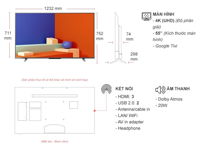 Google Tivi Hisense 4K 55 inch 55A6500K