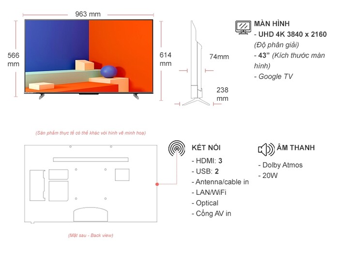 Google Tivi Hisense 4K 43 inch 43A6500K