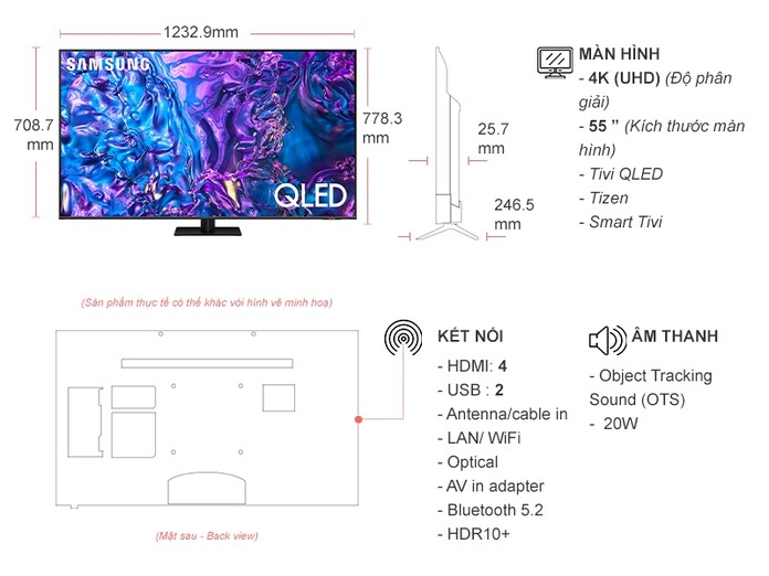 Smart Tivi QLED Samsung 4K 55 inch QA55Q70DAKXXV