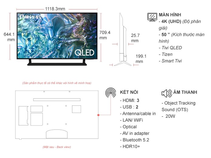 Smart Tivi QLED Samsung 4K 50 inch QA50Q60DAKXXV