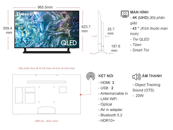 Smart Tivi QLED Samsung 4K 43 inch QA43Q60DAKXXV