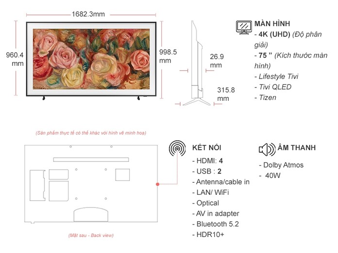 Smart Tivi QLED Samsung 4K 75 inch QA75LS03DAKXXV