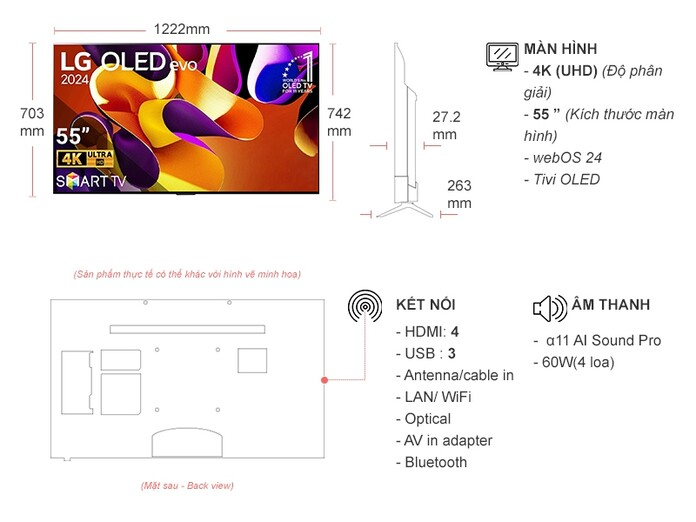 Smart Tivi OLED LG 4K 55 inch OLED55G4PSA