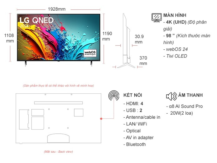 Smart Tivi QNED LG 4K 86 inch 86QNED86TSA