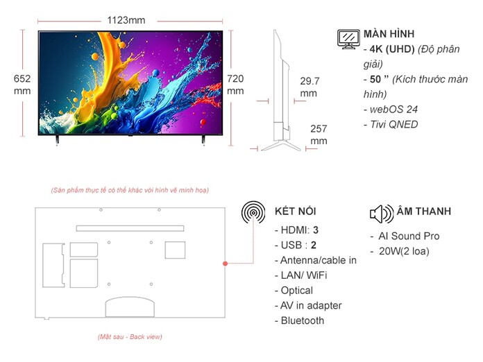 Smart Tivi QNED LG 4K 50 inch 50QNED80TSA