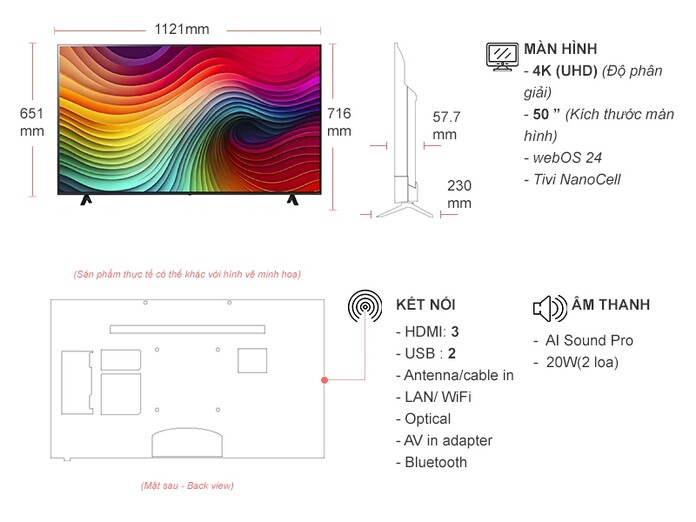 Smart Tivi NanoCell LG 4K 50 inch 50NANO81TSA