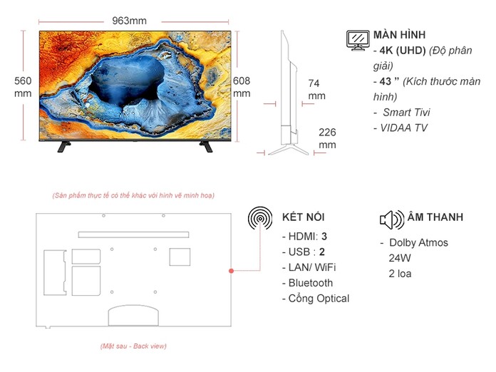 Smart Tivi Toshiba 4K 43 inch 43E330NP