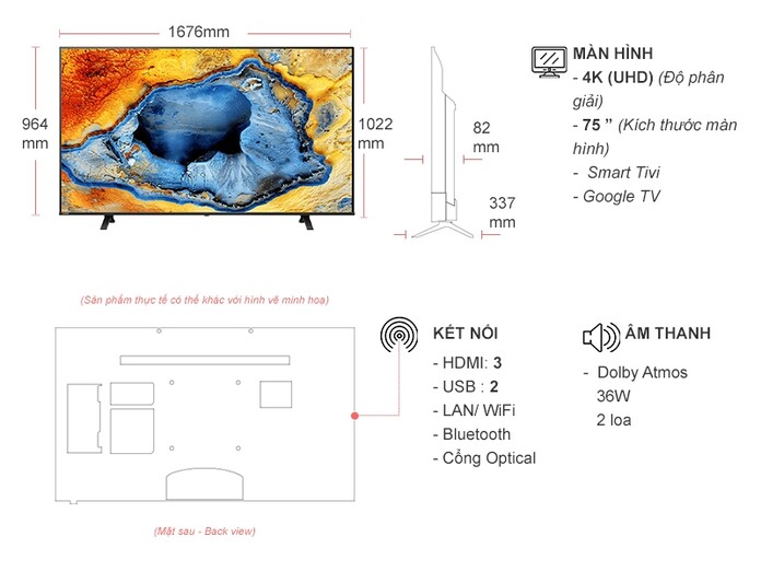 Smart Tivi Toshiba 4K 75 inch 75C350NP