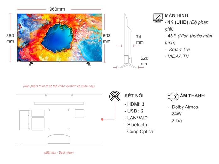 Smart Tivi QLED Toshiba 4K 43 inch 43M450NP