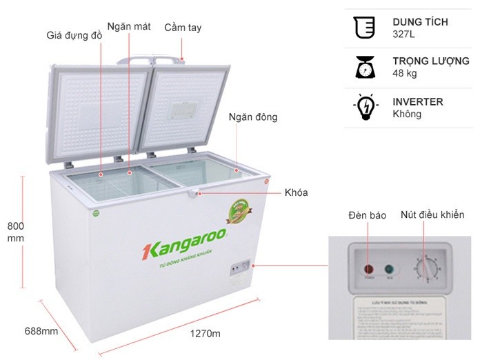 Tủ đông Kangaroo 327 lít KG498C2