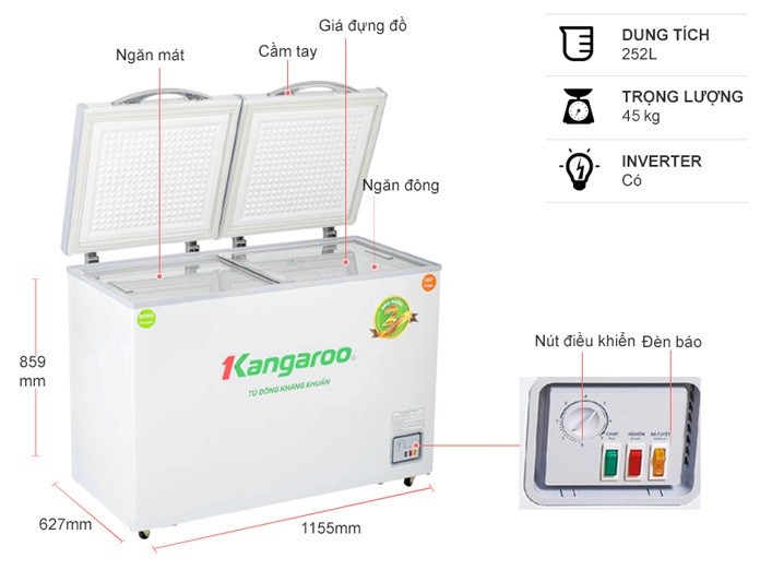 Tủ đông Kangaroo Inverter 252 lít KG400IC2