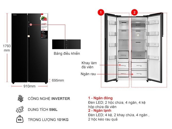 Tủ lạnh Toshiba Inverter 596 lít GR-RS780WI-PGV(22)-XK