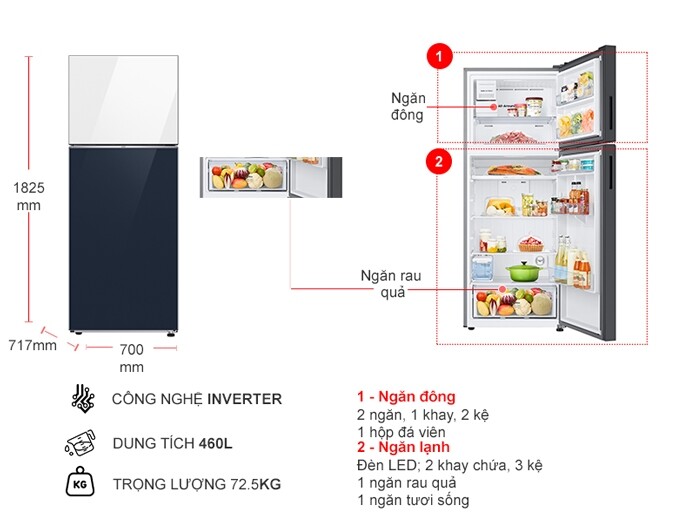 Tủ Lạnh Samsung Inverter 460 Lít RT47CB66868ASV Giá Rẻ, Chính Hãng | Nguyễn  Kim