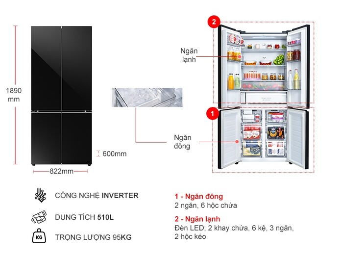 Tủ lạnh Panasonic Inverter 510 lít NR-X561BK-VN