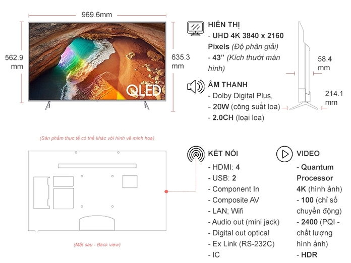 Smart Tivi Samsung 4K QLED 43 inch QA43Q65RAKXXV