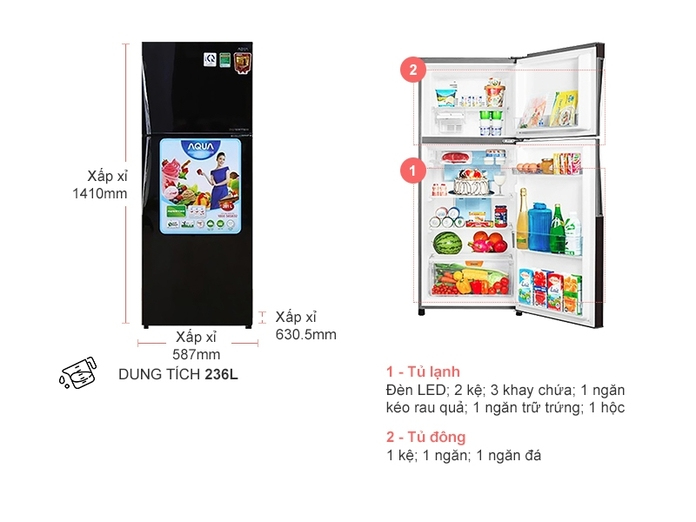 TỦ LẠNH AQUA AQR-IP255AN (DC)