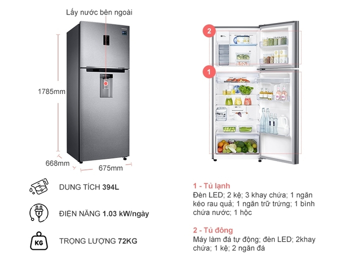 Tủ lạnh Samsung RT38K5982SL/SV giá rẻ, có trả góp