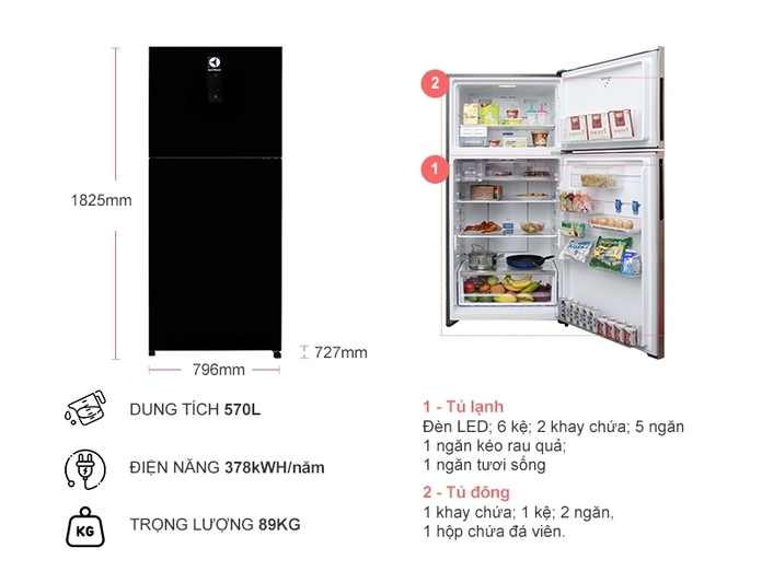 Tủ lạnh Electrolux Inverter 532 lít ETB5702BA