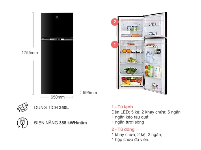 Tủ lạnh Electrolux Inverter 347 lít ETB3700H-H