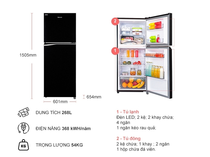 Tủ lạnh Panasonic Inverter 268 lít NR-BL300GKVN