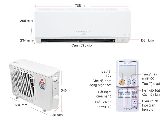 MÁY LẠNH MITSUBISHI ELECTRIC INVERTER 1.5 HP MSY-GH13VA