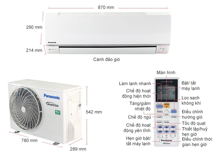 MÁY LẠNH PANASONIC INVERTER 1.5 HP CS-YZ12SKH-8