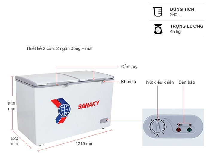 Tủ đông Sanaky 260 lít VH-365W2