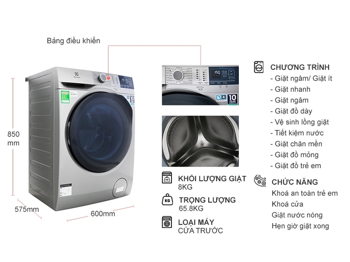 Có gì hot với máy giặt electrolux 8kg | DIENMAYGIASI.VN