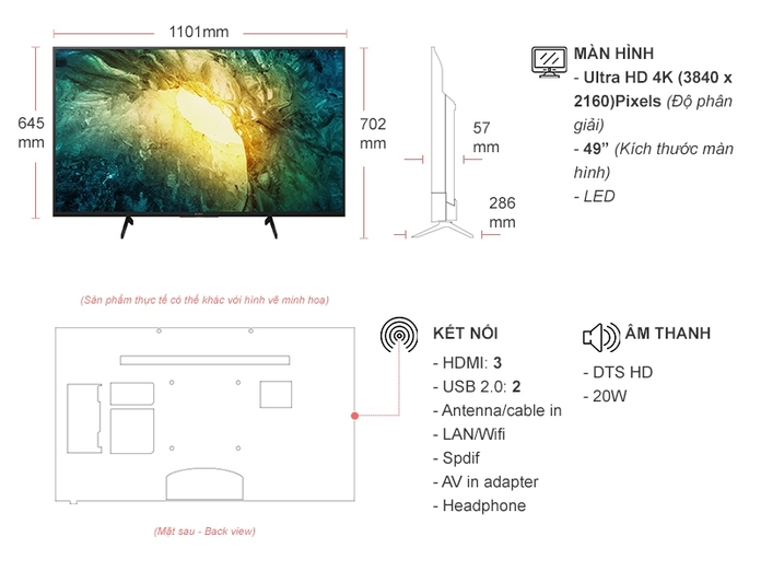 Smart Tivi Sony 4K 49 inch KD-49X7500H VN3