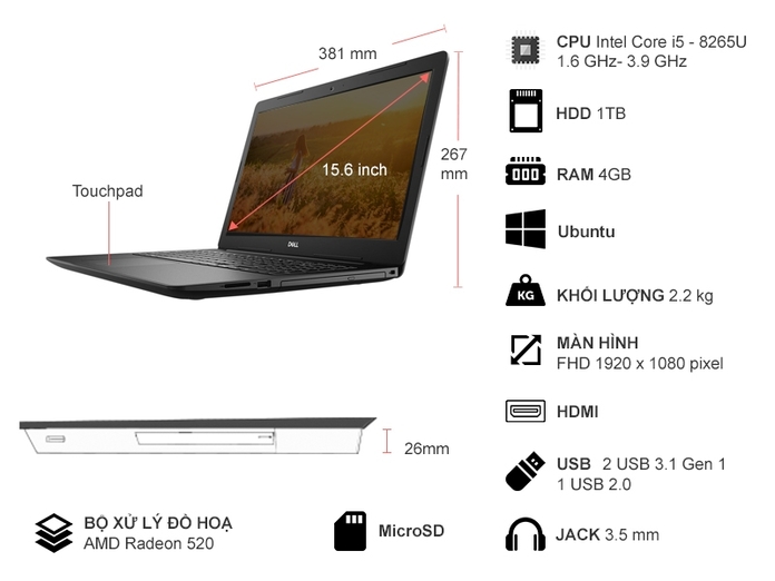 Laptop Dell Inspiron 3580 70198169