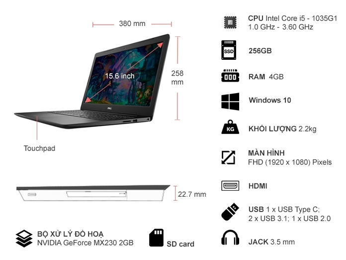 Đánh giá] Tính năng nổi bật của Laptop Dell Inspiron 3593 I5-1035G1   Inch 70205743 trên Nguyễn Kim