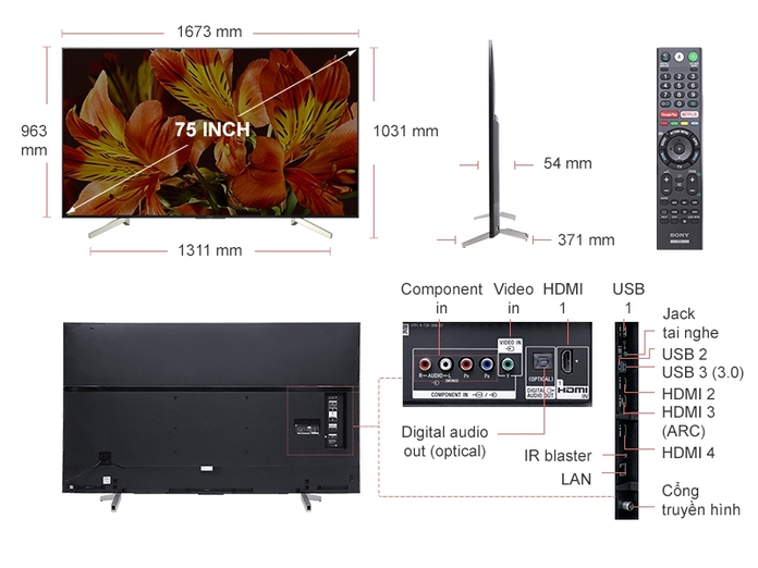 Android Tivi Sony 75 inch KD-75X8500F chính hãng tại Nguyễn Kim