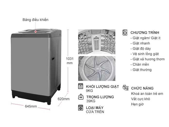 Máy giặt Toshiba 9 kg AW-H1000GV