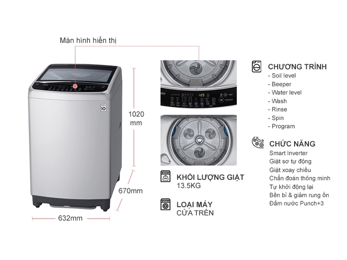 Máy giặt LG Inverter 13.5 kg T2553VS2M