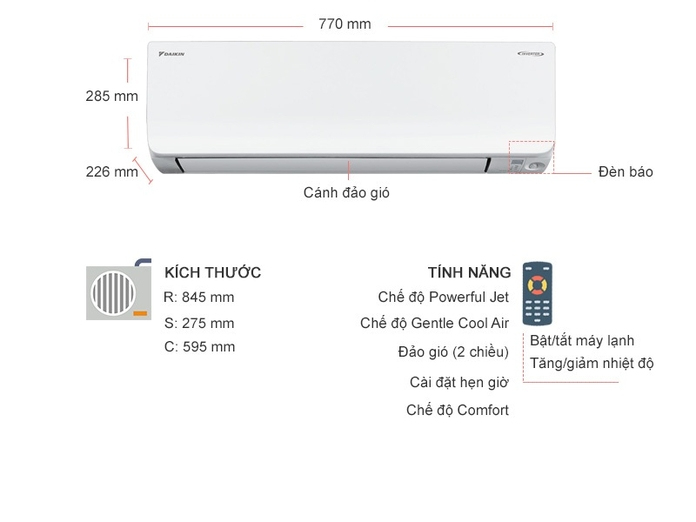 Máy lạnh Daikin Inverter 1 HP FTKM25SVMV Máy lạnh Daikin Inverter 1 HP FTKM25SVMV