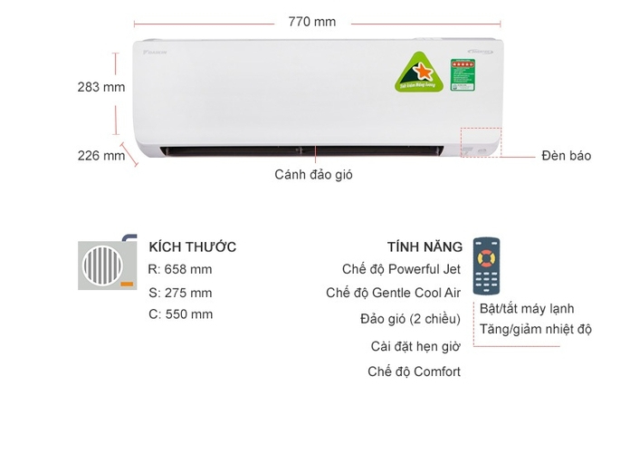 Máy Lạnh Daikin 2 Chiều Inverter 1 HP FTHF25RAVMV