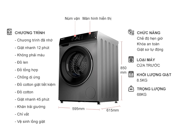 Máy giặt Toshiba Inverter 8.5 kg TW-BH95M4V (SK)