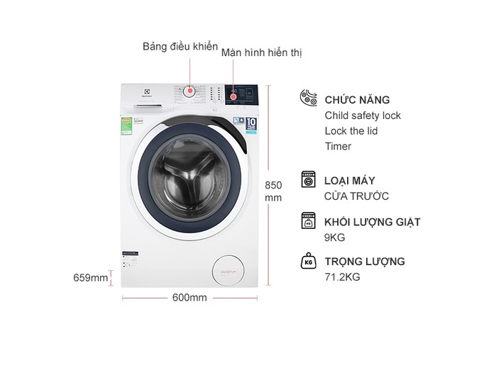 Máy giặt Electrolux 11kg EWF1141R9SB giá tốt tại Điện Máy ABC