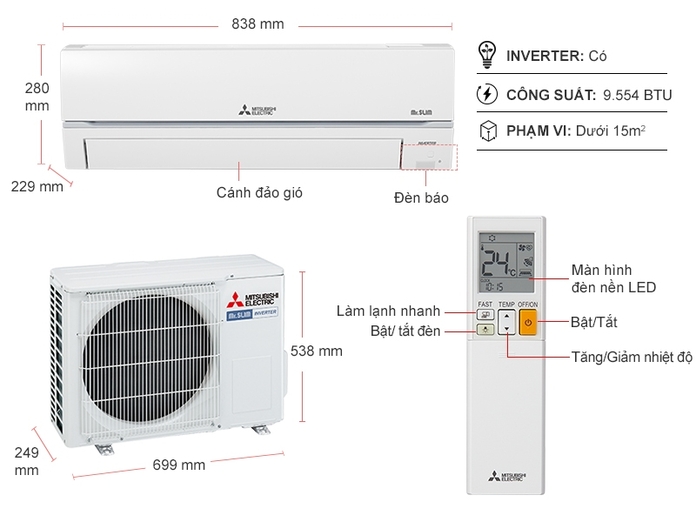 Máy lạnh Mitsubishi Electric Inverter 1 HP MSY/MUY-GR25VF