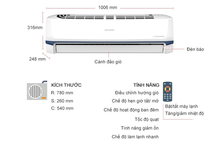 Máy lạnh Sharp Inverter 2 HP AH-X18XEW