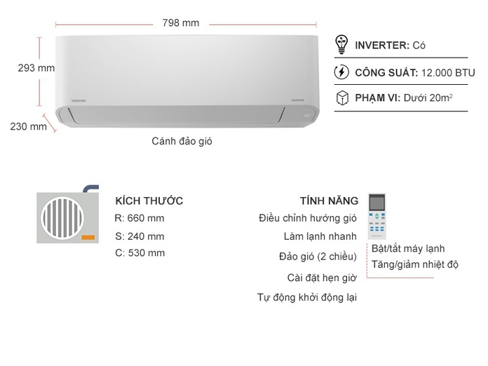 Máy lạnh Toshiba Inverter 1.5 HP RAS-H13H2KCVG-V Máy lạnh Toshiba Inverter 1.5 HP RAS-H13H2KCVG-V