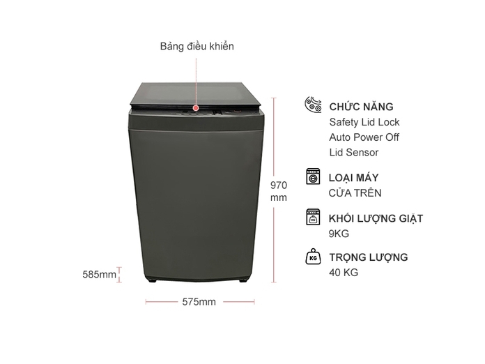 Máy giặt Toshiba 9 kg AW-K1005FV (SG)