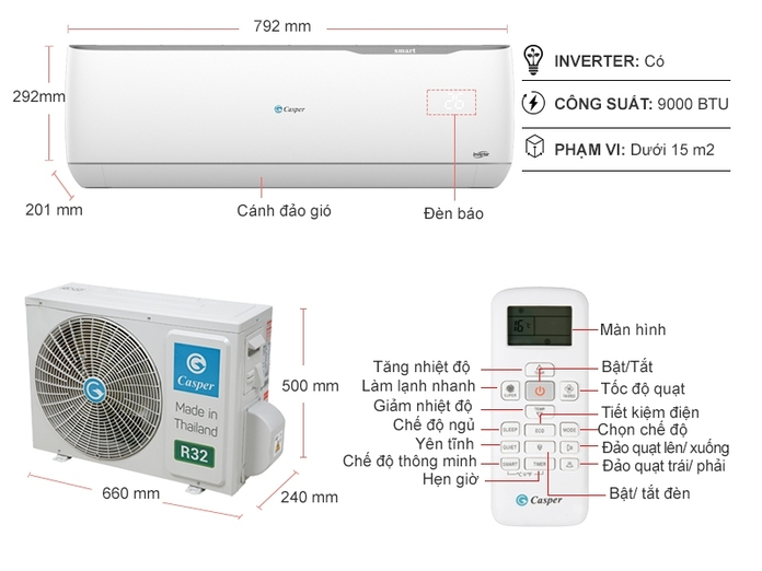 Máy lạnh Casper Inverter 1 HP GC-09TL32 Máy lạnh Casper Inverter 1 HP GC-09TL32