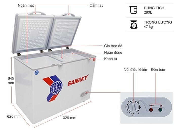 Tủ đông Sanaky 280 lít VH-405W2