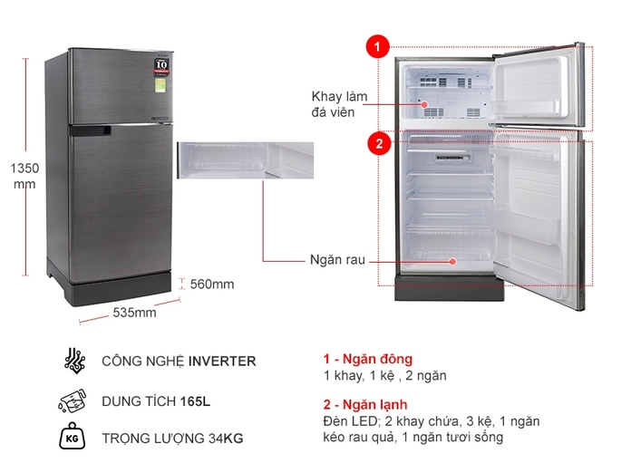Tủ Lạnh Sharp 180 Lít: Nơi bán giá rẻ, uy tín, chất lượng nhất | Websosanh