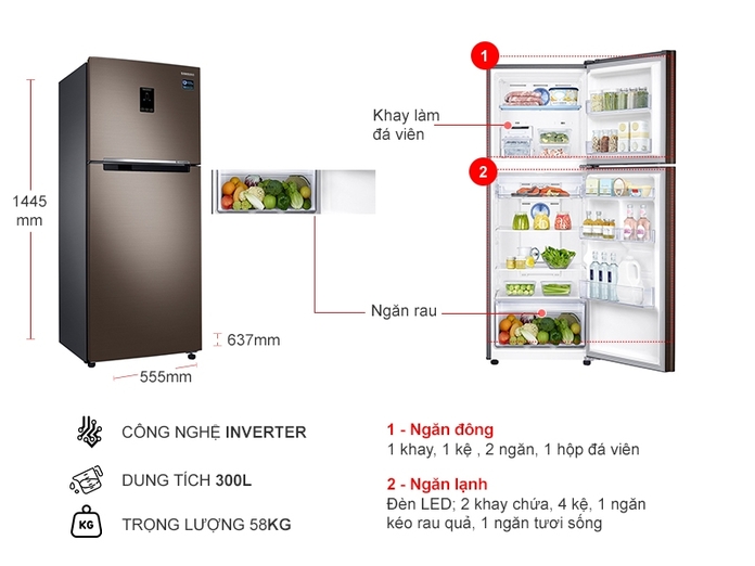 Tủ lạnh Samsung Inverter 299 lít RT29K5532DX
